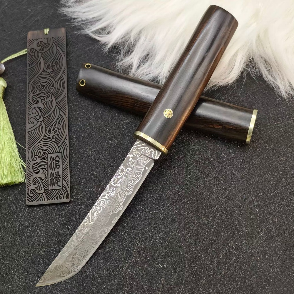 Woodworking Japan - Нож с фиксированным клинком из дамасской